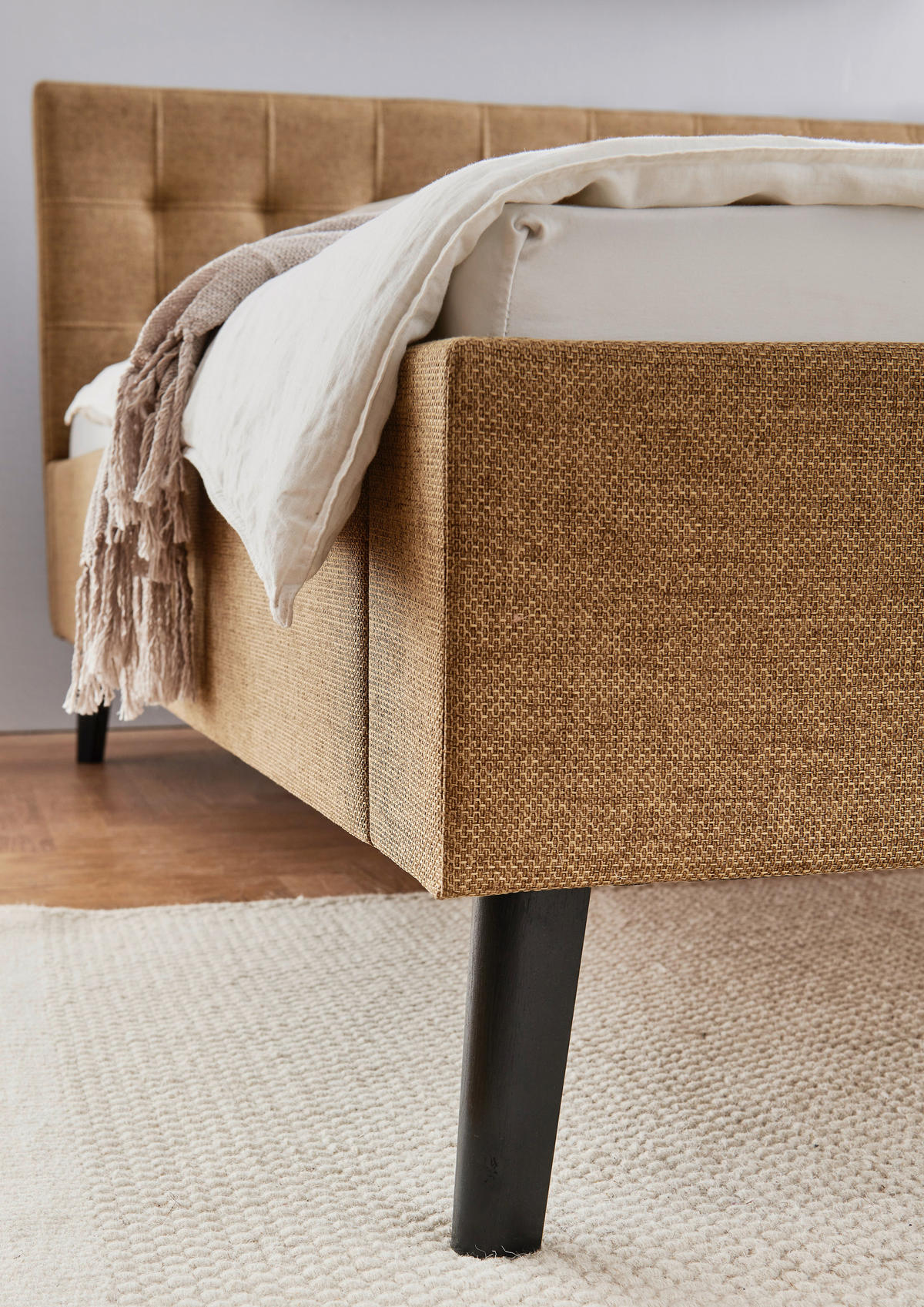 POLSTERBETT Bernsteinfarben 140/200 cm  - Bernsteinfarben/Schwarz, Basics, Holz/Textil (140/200cm) - Boxxx
