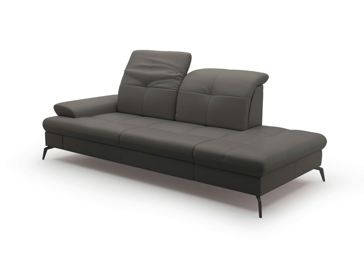 RÉCAMIERE in Vliesstoff Kombination Echtleder/Stoff Mokka  - Schwarz/Mokka, Konventionell, Leder/Textil (231/90/122cm) - Sit & More