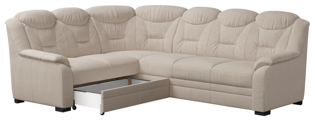 ECKSOFA Chenille Beige  - Beige/Schwarz, Basics, Kunststoff/Textil (211/263cm) - MID.YOU