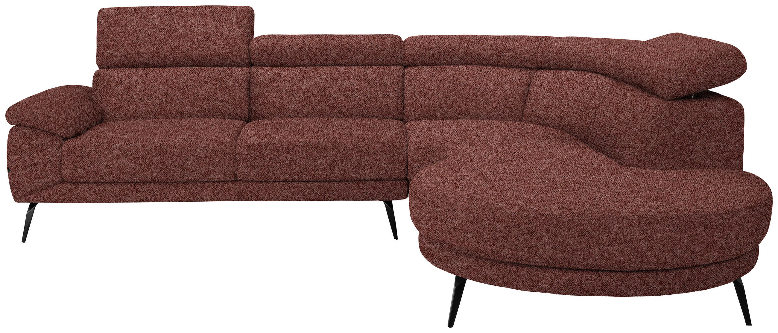 ECKSOFA Weinrot Velours  - Weinrot/Schwarz, Design, Textil/Metall (299/264cm) - Novel