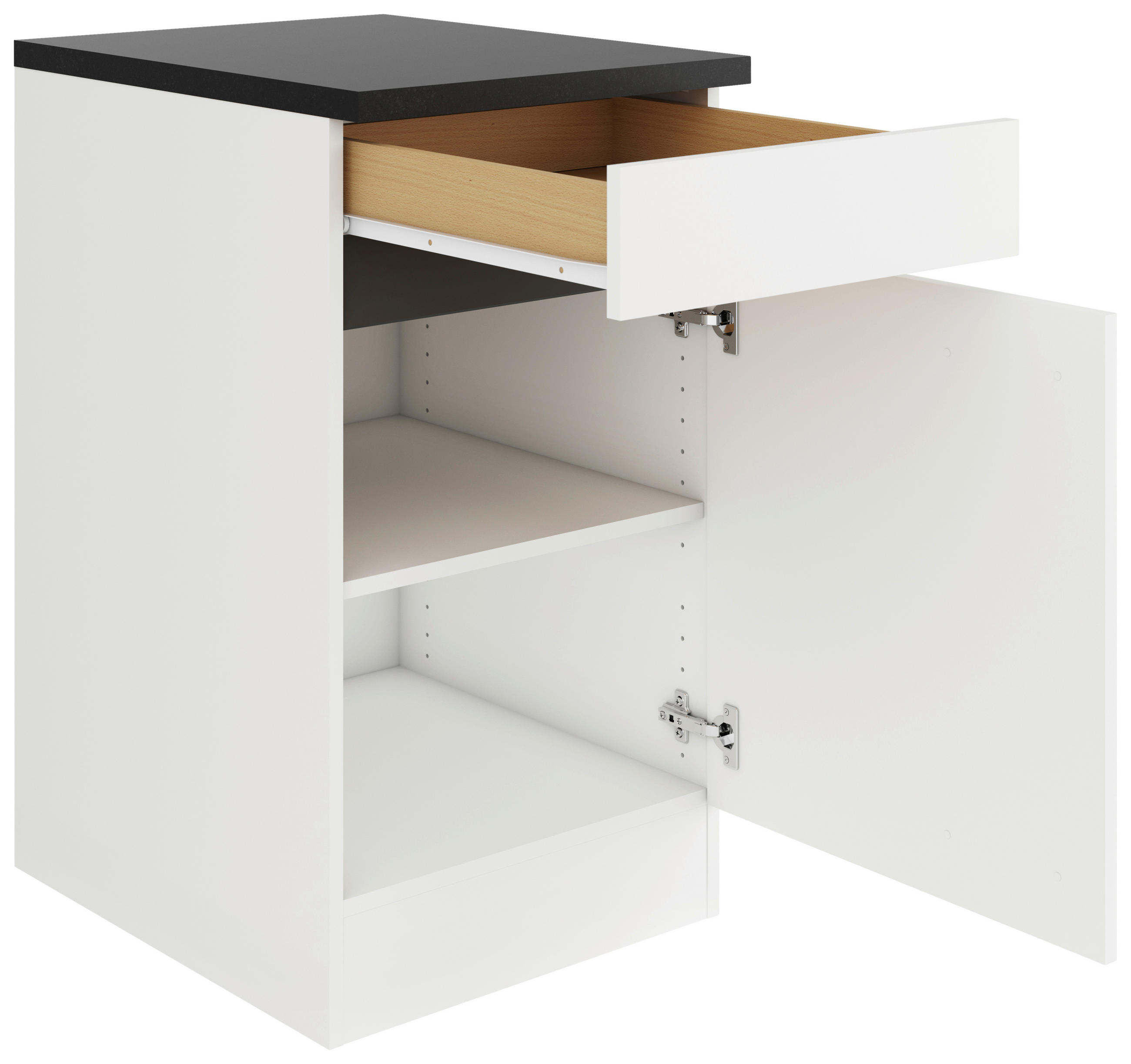 KÜCHENUNTERSCHRANK 50/88/57,1 cm  in Weiß  - Anthrazit/Buchefarben, Basics, Holzwerkstoff (50/88/57,1cm) - Optifit