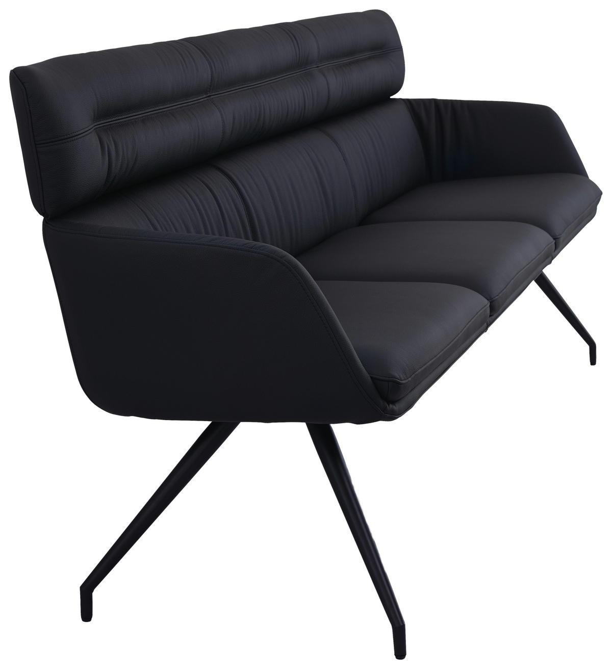 SITZBANK Metall, Leder Schwarz  - Schwarz, Design, Leder/Metall (220/91/70cm) - Dieter Knoll