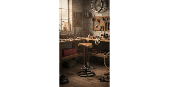 BARHOCKER Echtleder Braun, Schwarz Eisen  - Schwarz/Braun, LIFESTYLE, Leder/Metall (41/77/41cm) - Landscape