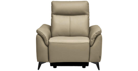 SESSEL in Echtleder Ecru  - Ecru/Schwarz, Design, Leder/Metall (107/105/98cm) - Belluti