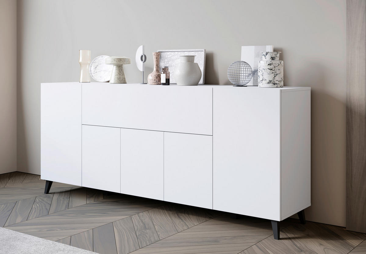 SIDEBOARD  in 180/76/37,5 cm  - Schwarz/Weiß, Design, Holzwerkstoff/Kunststoff (180/76/37,5cm) - Livetastic