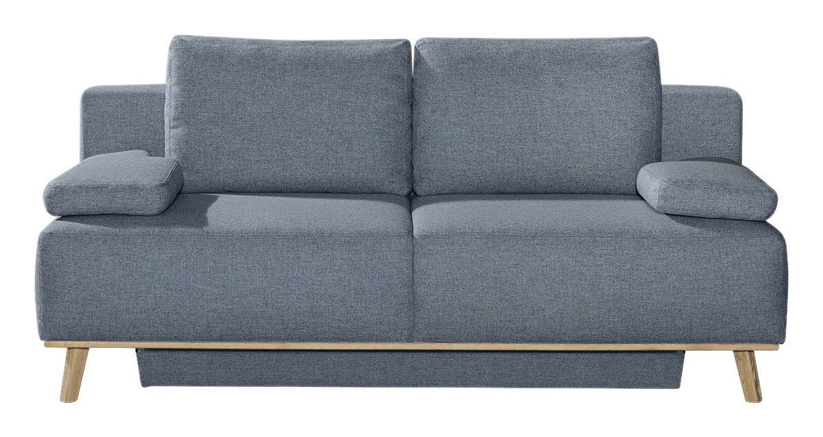 BOXSPRINGSOFA  mit Stoffauswahl, Rücken echt Blau, Grau  - Blau/Grau, Design, Holz/Textil (203/97/107cm) - Dieter Knoll