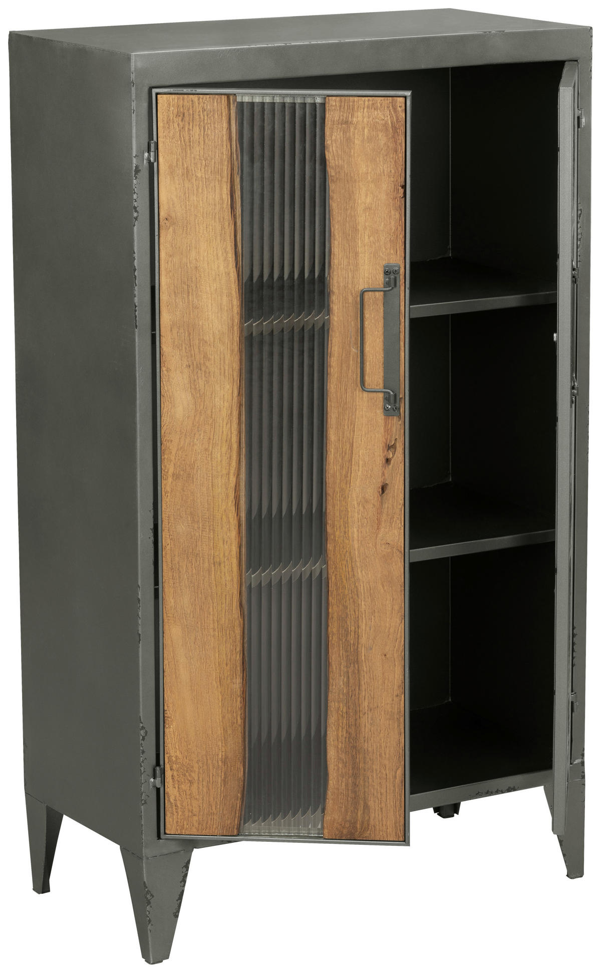 SCHUHSCHRANK Tanne massiv Naturfarben, Schwarz  - Schwarz/Naturfarben, KONVENTIONELL, Glas/Holz (64/110/33cm) - Livetastic