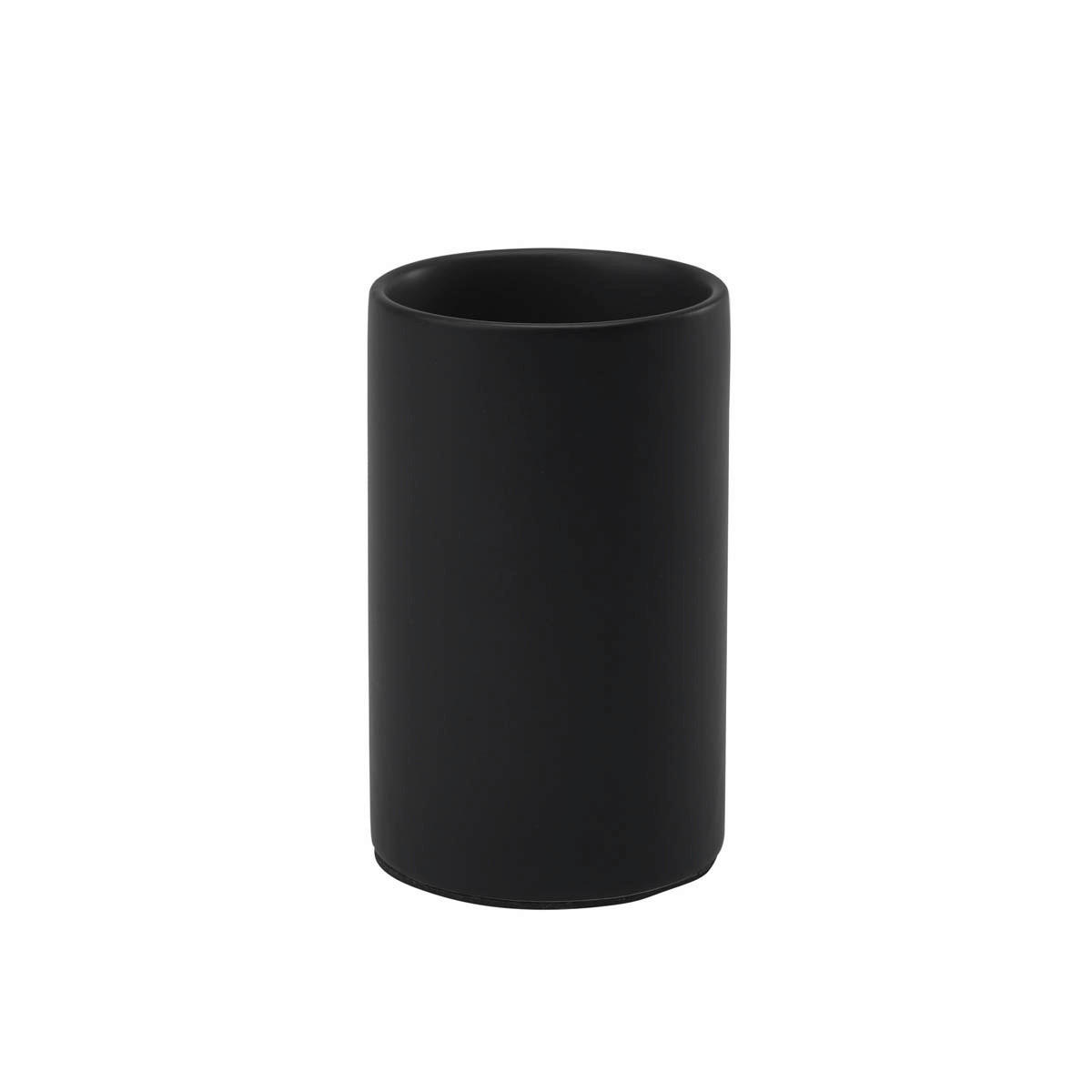 LONČEK ZA ZOBNE ŠČETKE - črna, Konvencionalno, keramika (7/10.5cm) - Aquanova