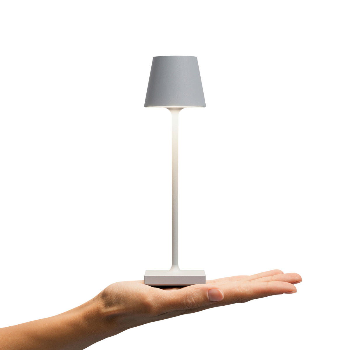 AKKU-TISCHLEUCHTE Nuindie 5,6/5,6/21 cm   - Hellgrau, Basics, Metall (5,6/5,6/21cm)