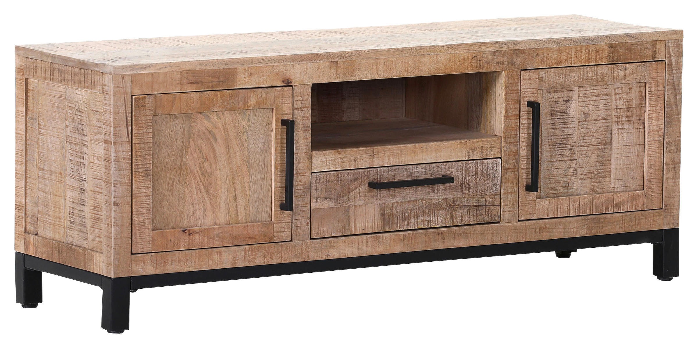 LOWBOARD RIO  in 130/50/40 cm  - Schwarz/Naturfarben, Design, Holz/Metall (130/50/40cm) - Landscape