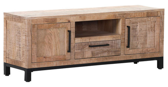 LOWBOARD RIO  in 130/50/40 cm  - Schwarz/Naturfarben, Design, Holz/Metall (130/50/40cm) - Landscape