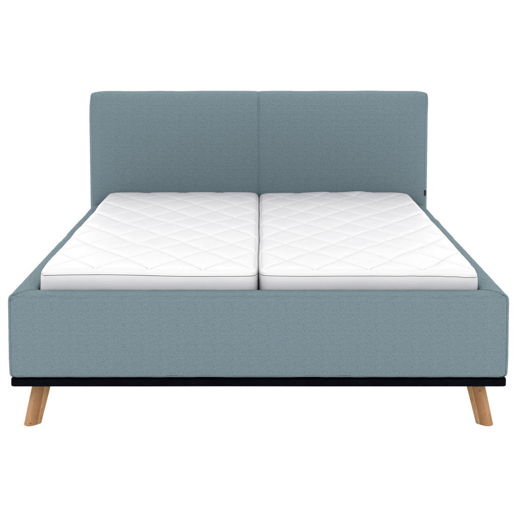 Thumbnail - Musterring Polsterbett, Blau, Textil, Birke, Buche,Esche, massiv, H3, Höhe ca. 20 cm, 160x200 cm, Reach, atmungsaktiv,in...