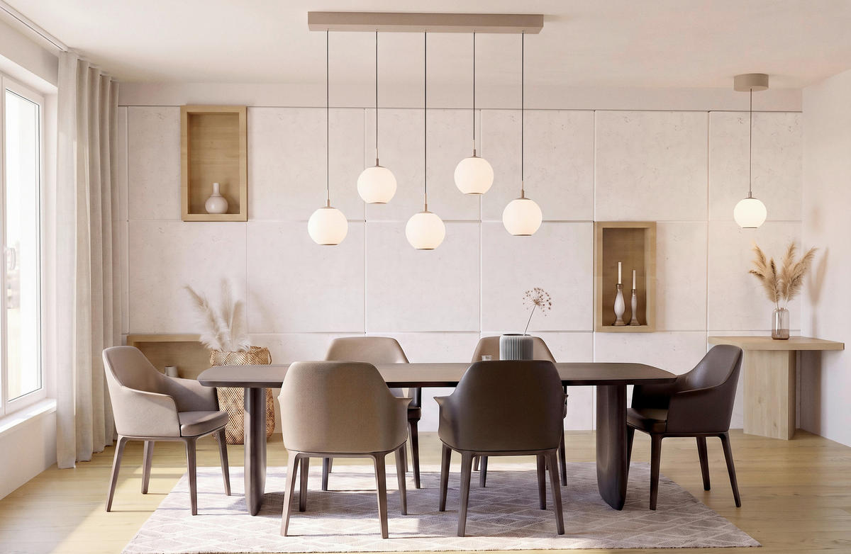 LED-HÄNGELEUCHTE Sandora 92/25/180 cm  - Sandfarben, Design, Glas/Kunststoff (92/25/180cm) - Paul Neuhaus