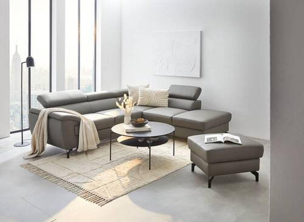 HOCKER inkl. Stauraum Lederlook Echtleder Schlammfarben  - Schlammfarben/Schwarz, Design, Leder/Textil (70/44/60cm) - Celina Home