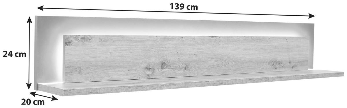 NÁSTENNÁ POLICA bez osvetlenia, antracitová, farba duba, 139/24/20 cm - farba duba/antracitová, Design, kompozitné drevo (139/24/20cm) - Livetastic