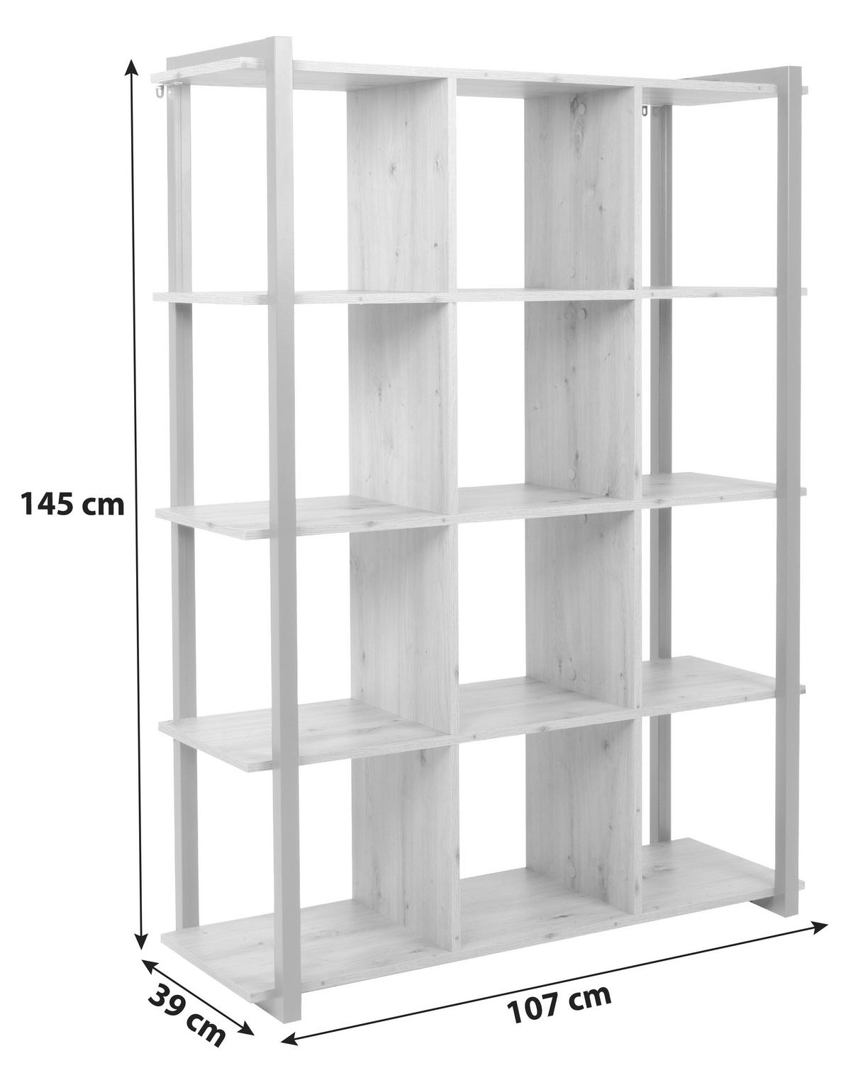 REGAL 107/145/39 cm antracit, barve hrasta  - barve hrasta/antracit, Konvencionalno, leseni material (107/145/39cm) - MID.YOU