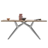 ESSTISCH 200/100/78,5 cm Echtholz  Holz, Metall rechteckig Naturfarben, Silberfarben  - Silberfarben/Naturfarben, MODERN, Holz/Metall (200/100/78,5cm) - MID.YOU