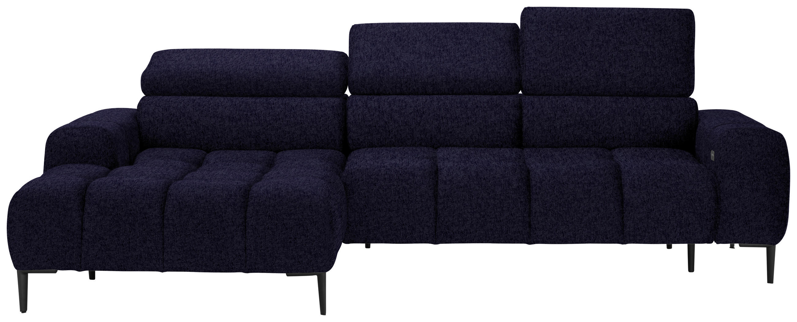 ECKSOFA in Samt, Webstoff Schwarz  - Schwarz, Design, Textil/Metall (177/270cm) - Welnova