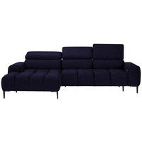 ECKSOFA in Samt, Webstoff Schwarz  177/270 cm  - Schwarz, Design, Textil/Metall (177/270cm) - Welnova