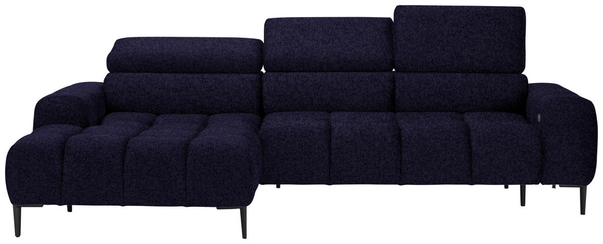 ECKSOFA in Samt, Webstoff Schwarz  177/270 cm  - Schwarz, Design, Textil/Metall (177/270cm) - Welnova