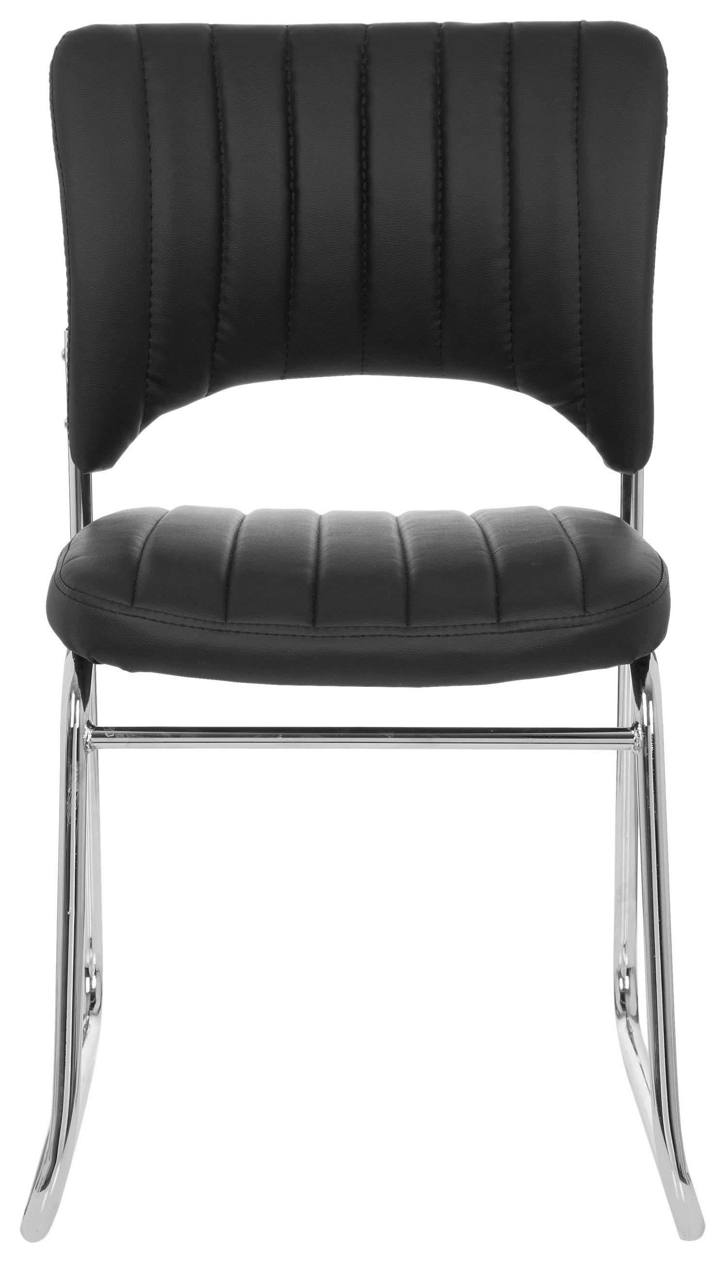 BESUCHERSTUHL Schwarz  - Chromfarben/Schwarz, MODERN, Textil/Metall (44/82/52cm) - MID.YOU
