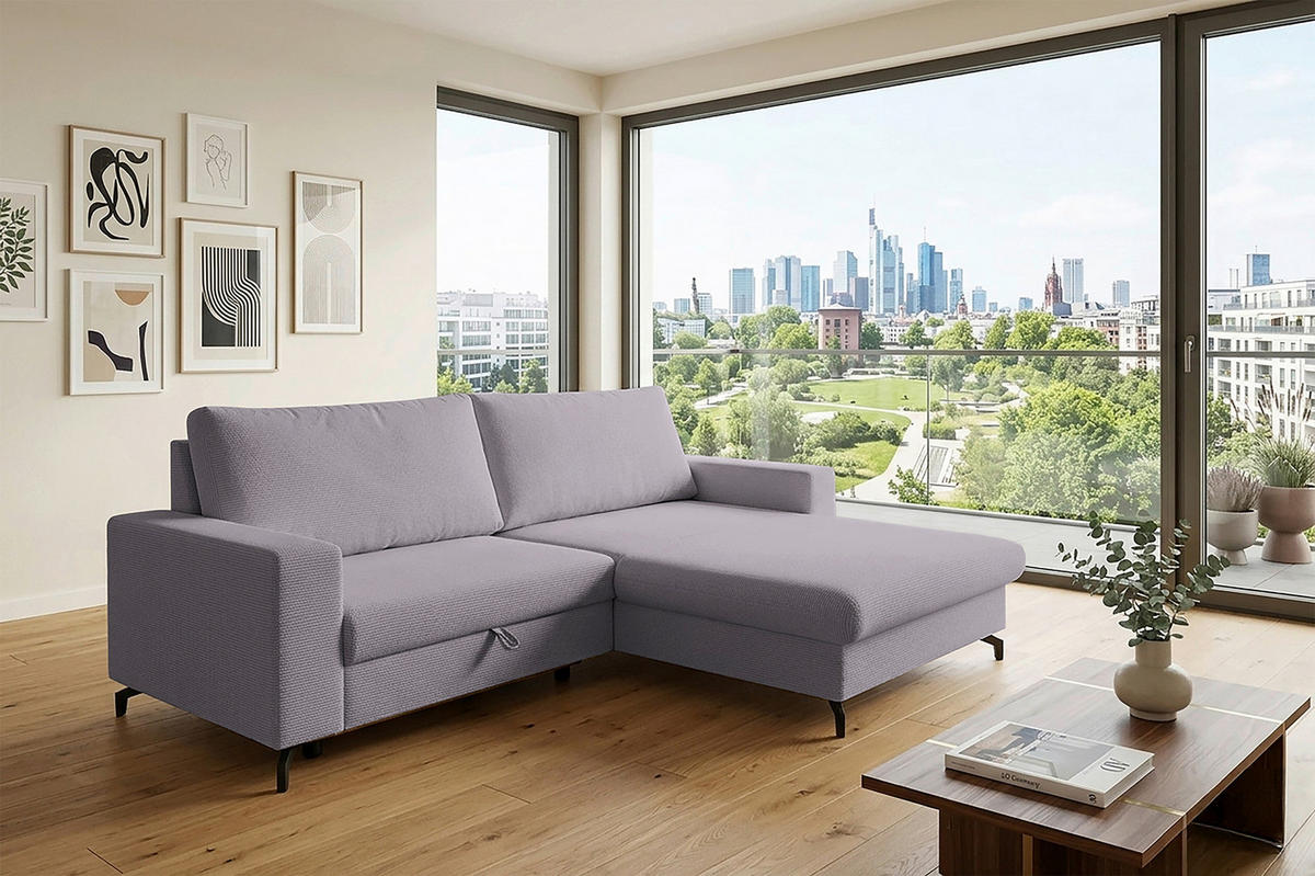 ECKSOFA CLARA Grau Rückenkissen, Bettkasten, Liegefläche im Originalstoff  - Grau, MODERN, Textil (240/177cm) - P & B