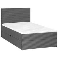 BOXBETT 120/200 cm,  in Grau, Matratze, Bettkasten, Topper, H3 = fest  - Schwarz/Grau, Trend, Kunststoff/Textil (120/200cm) - Boxxx