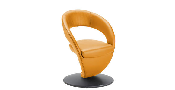 STUHL  Lederauswahl, Stoffauswahl, Typenauswahl, Sitzfläche 360° drehbar  Echtleder  - Schwarz/Orange, Design, Leder/Metall (62/86/61cm) - Moderano