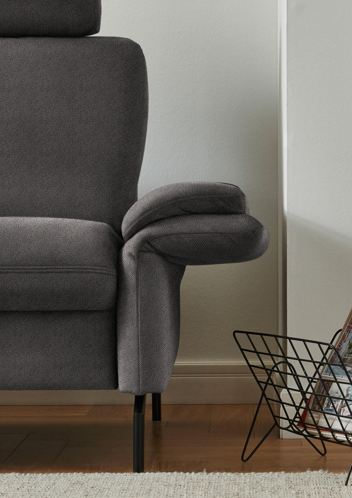 ECKSOFA in Flachgewebe Dunkelbraun  - Dunkelbraun/Schwarz, Konventionell, Textil/Metall (190/241cm) - Beldomo Comfort