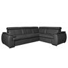 ECKSOFA Schwarz Echtleder  - Wengefarben/Schwarz, Design, Leder/Holz (265/193cm) - Livetastic