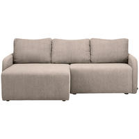 ECKSOFA Beige Cord Rückenkissen, Schlaffunktion, Rücken echt, Liegefläche im Originalstoff, Stauraum, Bettkasten  - Beige/Schwarz, KONVENTIONELL, Kunststoff/Textil (217/146cm) - Carryhome