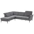 ECKSOFA Grau Struktur  - Schwarz/Grau, MODERN, Textil/Metall (235/275cm) - Cantus