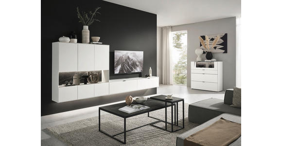 WOHNWAND  in Weiß  348,8/136,3/37,1 cm  - Schwarz/Weiß, Design, Glas/Keramik (348,8/136,3/37,1cm) - Dieter Knoll