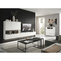 WOHNWAND  in Weiss 348,8/136,3/37,1 cm  - Weiss/Schwarz, Design, Glas/Keramik (348,8/136,3/37,1cm) - Dieter Knoll