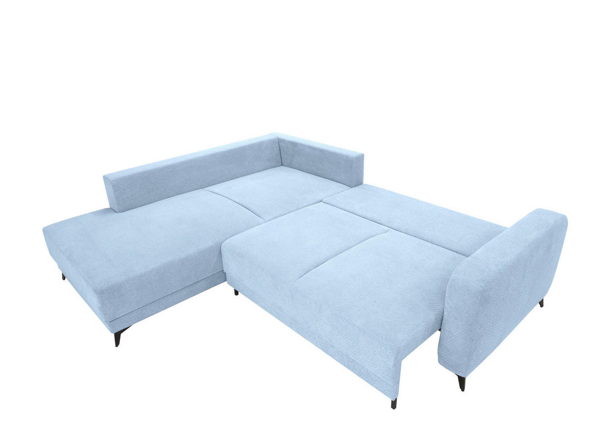 ECKSOFA CORTEZ in Hellblau  - Schwarz/Hellblau, Design, Textil/Metall (215/260cm) - MID.YOU