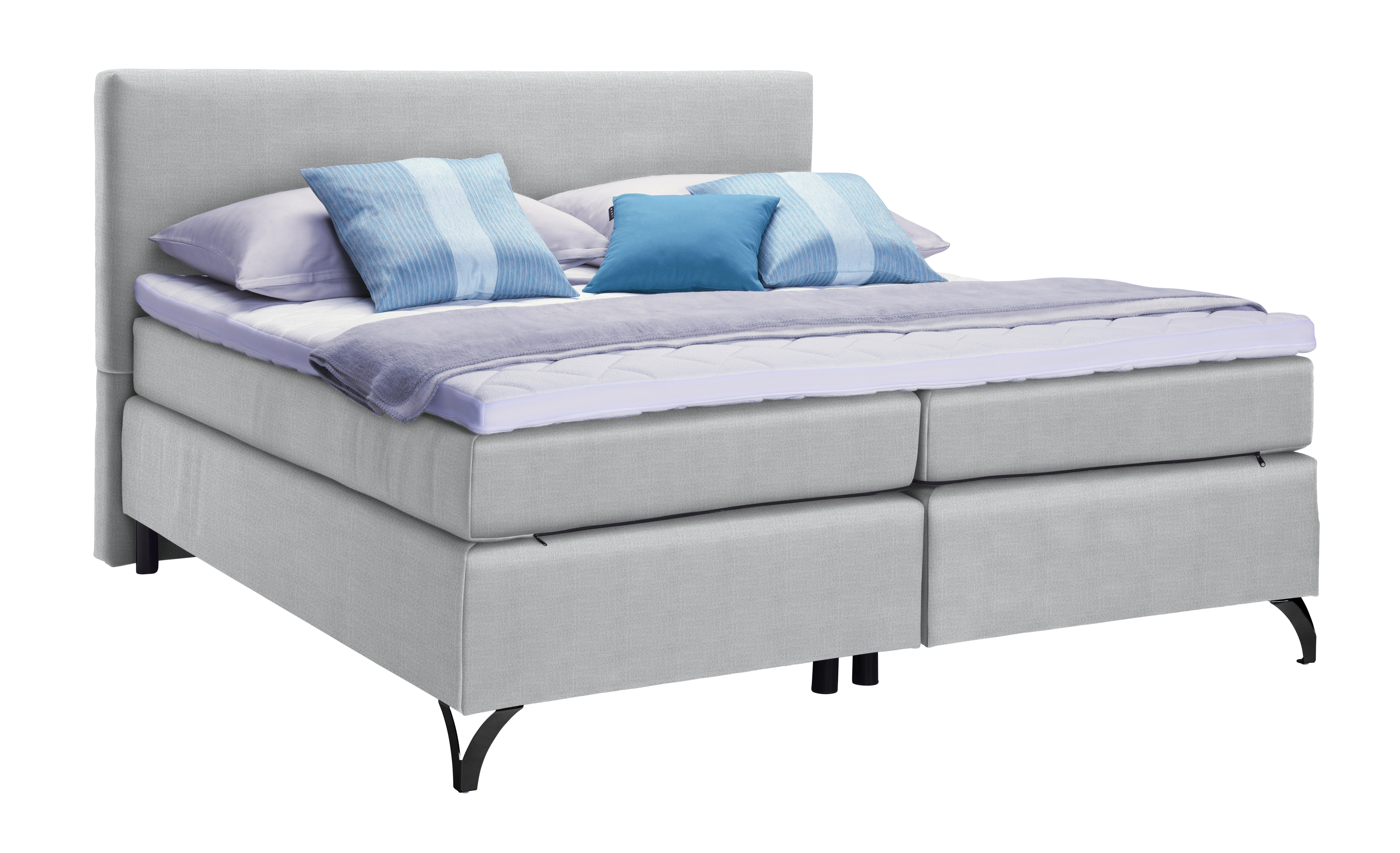 BOXSPRINGBETT 200/200 cm  in Hellgrau  - Hellgrau/Schwarz, Konventionell, Textil/Metall (200/200cm) - Esposa