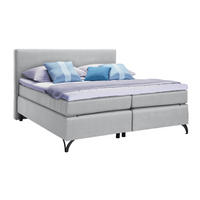 BOXSPRINGBETT 200/200 cm  in Hellgrau  - Hellgrau/Schwarz, Konventionell, Textil/Metall (200/200cm) - Esposa