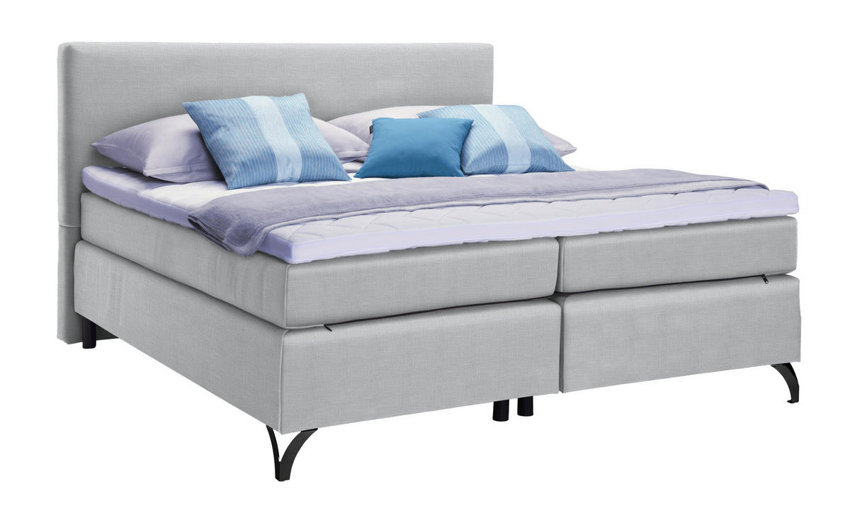 BOXSPRINGBETT 200/200 cm  in Hellgrau  - Hellgrau/Schwarz, Konventionell, Textil/Metall (200/200cm) - Esposa