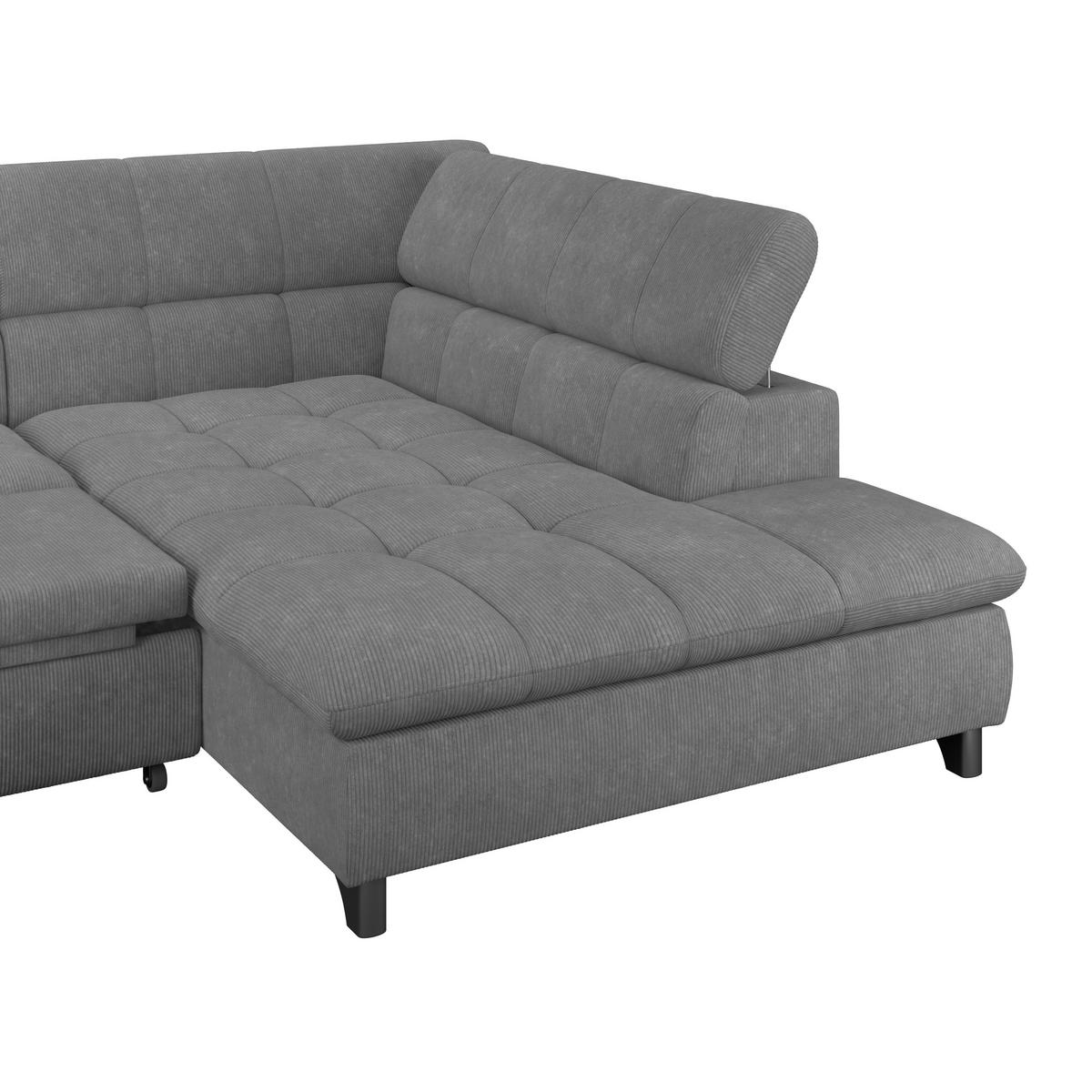 ECKSOFA Anthrazit Chenille  - Chromfarben/Anthrazit, KONVENTIONELL, Textil/Metall (312/234cm) - Livetastic