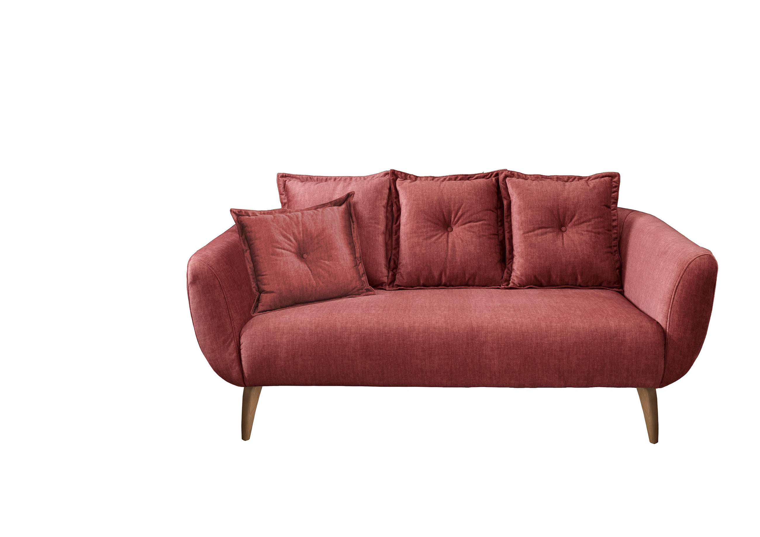 2,5-SITZER Velours Koralle  - Koralle/Buchefarben, MODERN, Holz/Textil (196/94/103cm) - Livetastic