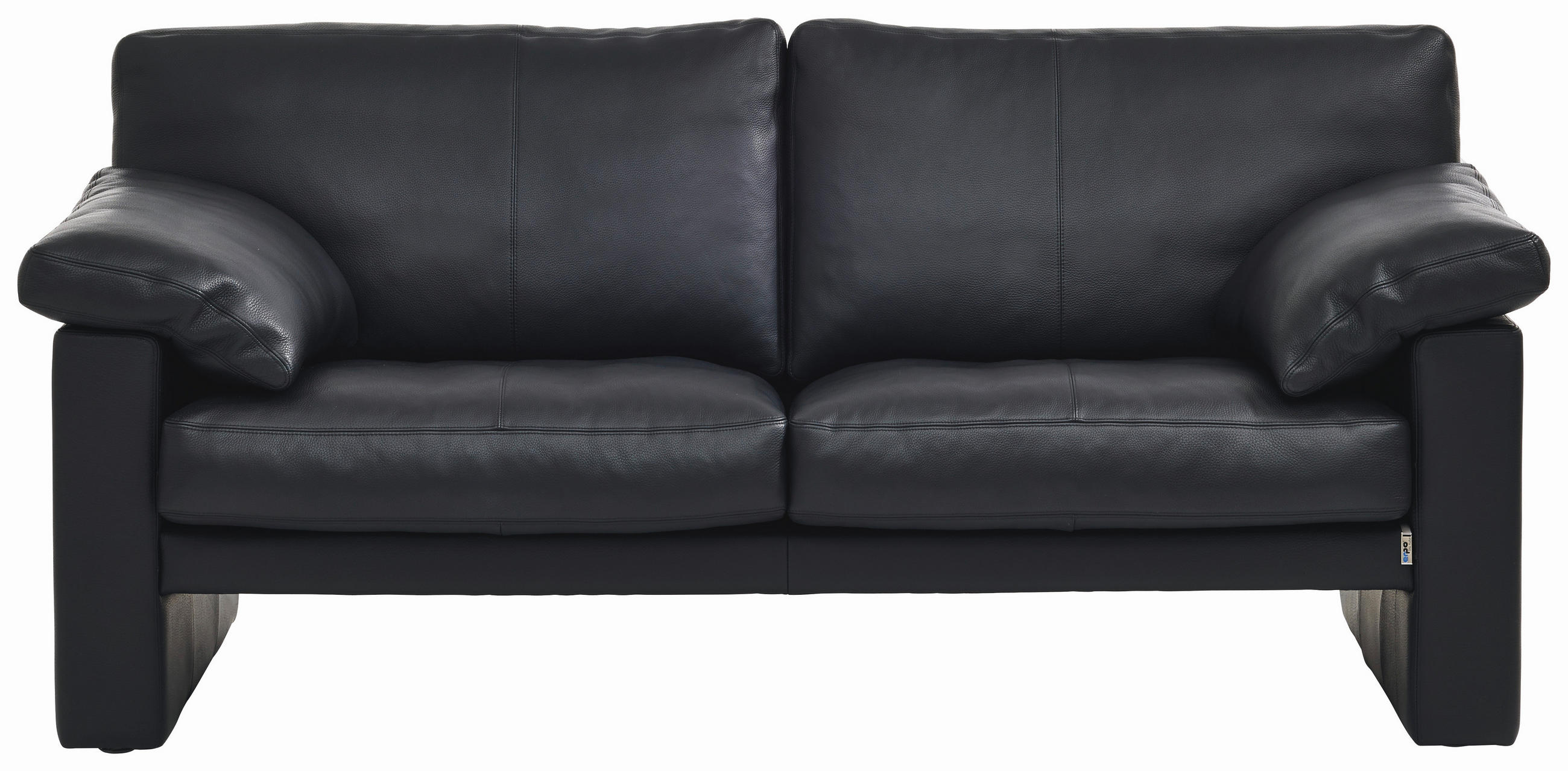 2-SITZER-SOFA Schwarz Echtleder  - Schwarz, Design, Leder (182/81-84/87cm) - Erpo