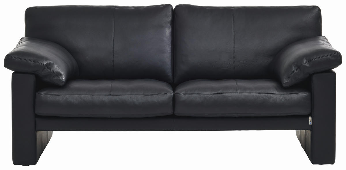 2-SITZER-SOFA Schwarz Echtleder  - Schwarz, Design, Leder (182/81-84/87cm) - Erpo