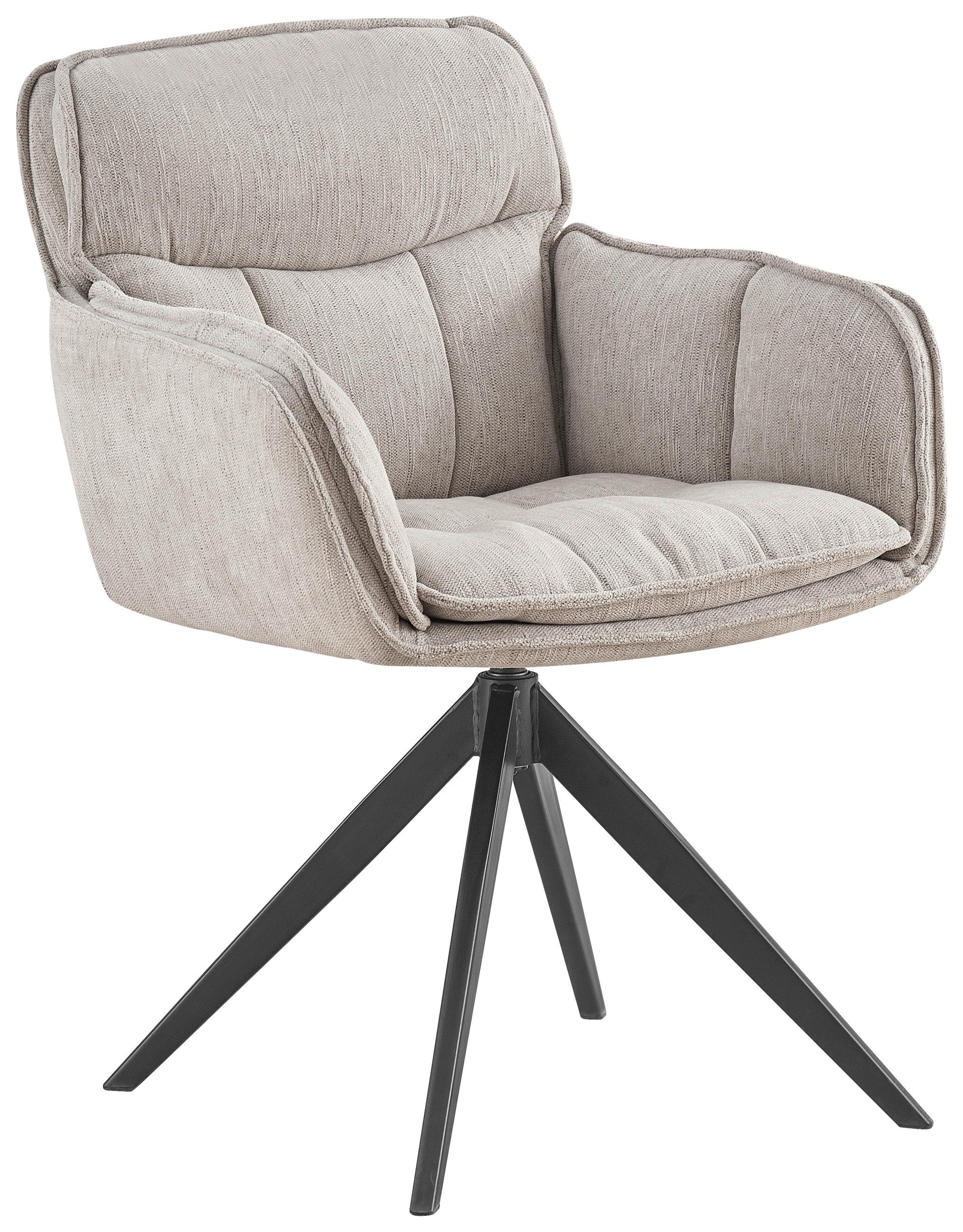 ARMLEHNSTUHL  Sitzfläche 360° drehbar, inklusive Armlehnen Webstoff  Schwarz, Beige  - Beige/Schwarz, Design, Textil/Metall (62/86/65cm) - Hom`in