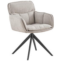 ARMLEHNSTUHL  Sitzfläche 360° drehbar, inklusive Armlehnen Webstoff  Schwarz, Beige  - Beige/Schwarz, Design, Textil/Metall (62/86/65cm) - Hom`in