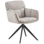 ARMLEHNSTUHL  Sitzfläche 360° drehbar, inklusive Armlehnen Webstoff  Schwarz, Beige  - Beige/Schwarz, Design, Textil/Metall (62/86/65cm) - Hom`in