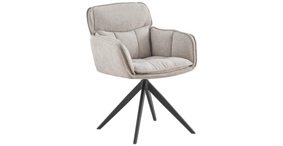 ARMLEHNSTUHL  Sitzfläche 360° drehbar, inklusive Armlehnen Webstoff  Schwarz, Beige  - Beige/Schwarz, Design, Textil/Metall (62/86/65cm) - Hom`in