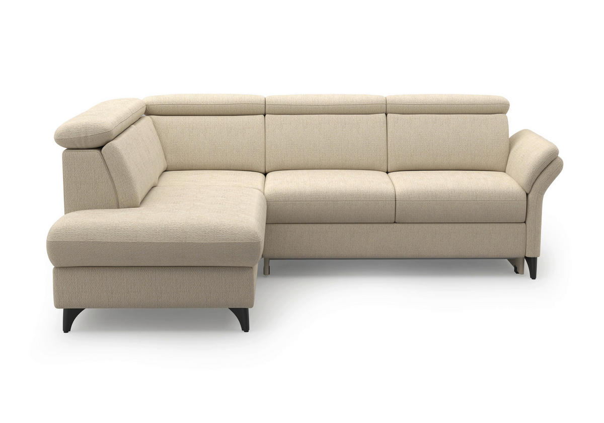 ECKSOFA GLENDALE E in Chenille Sandfarben  193/247 cm  - Sandfarben/Schwarz, KONVENTIONELL, Textil/Metall (193/247cm) - Sit & More