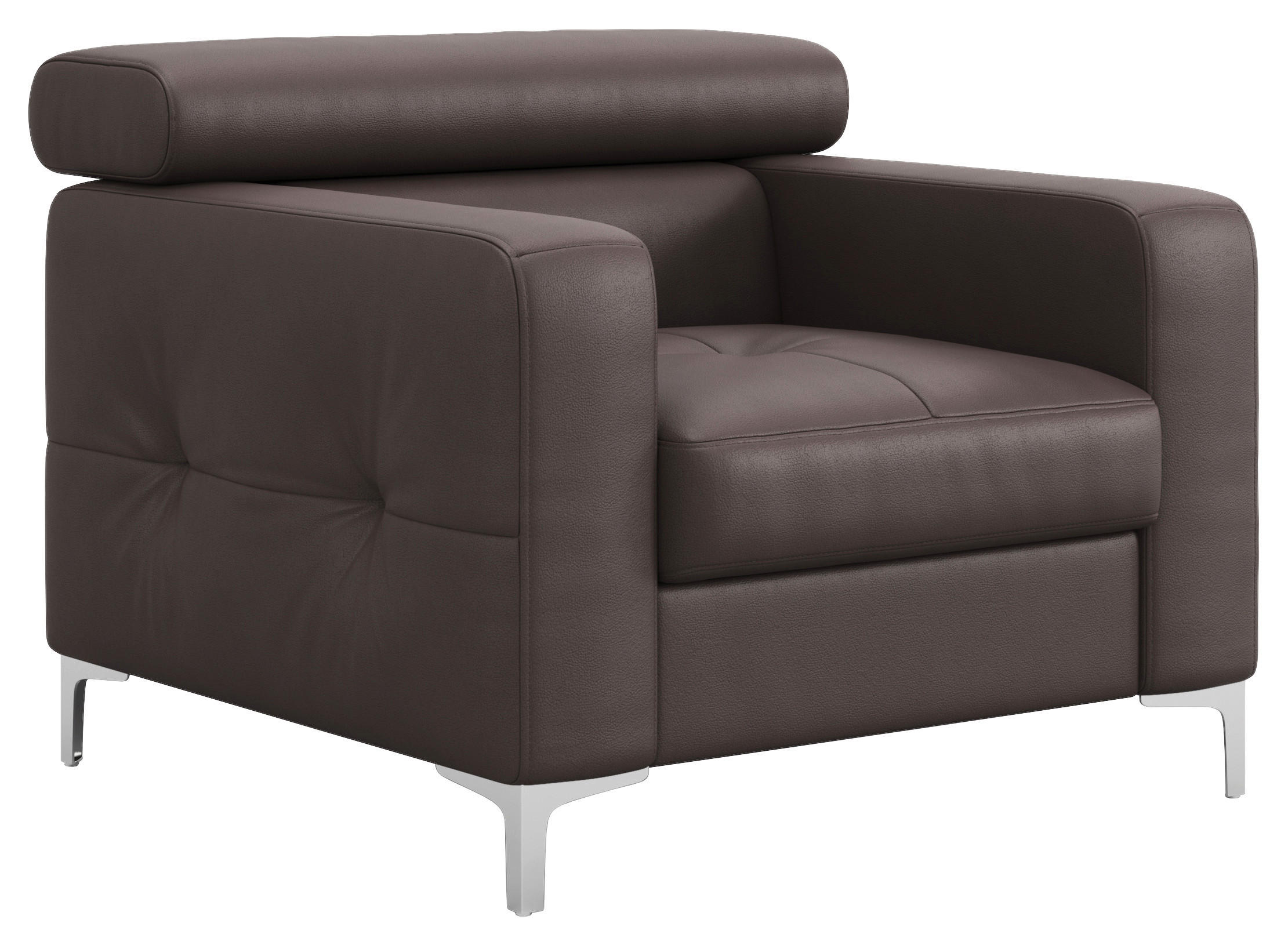 SESSEL Echtleder Graubraun  - Chromfarben/Graubraun, Design, Leder/Metall (99/78-92/106cm) - Livetastic