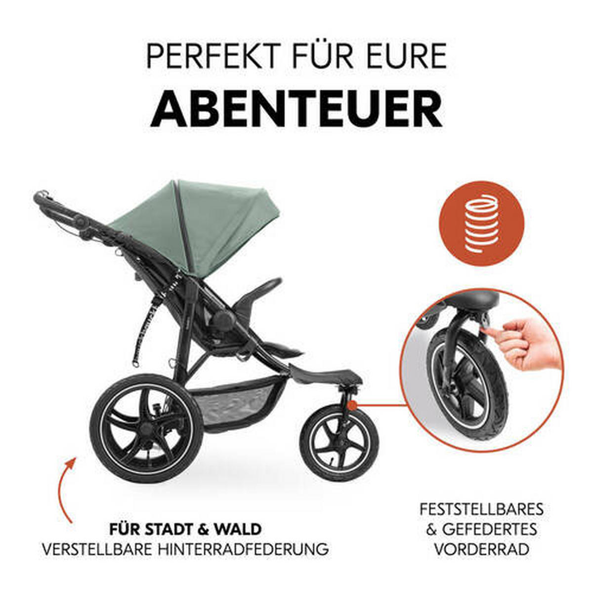 JOGGER Runner 3  - Schwarz/Olivgrün, Basics, Kunststoff/Textil (62/107/116null) - Hauck