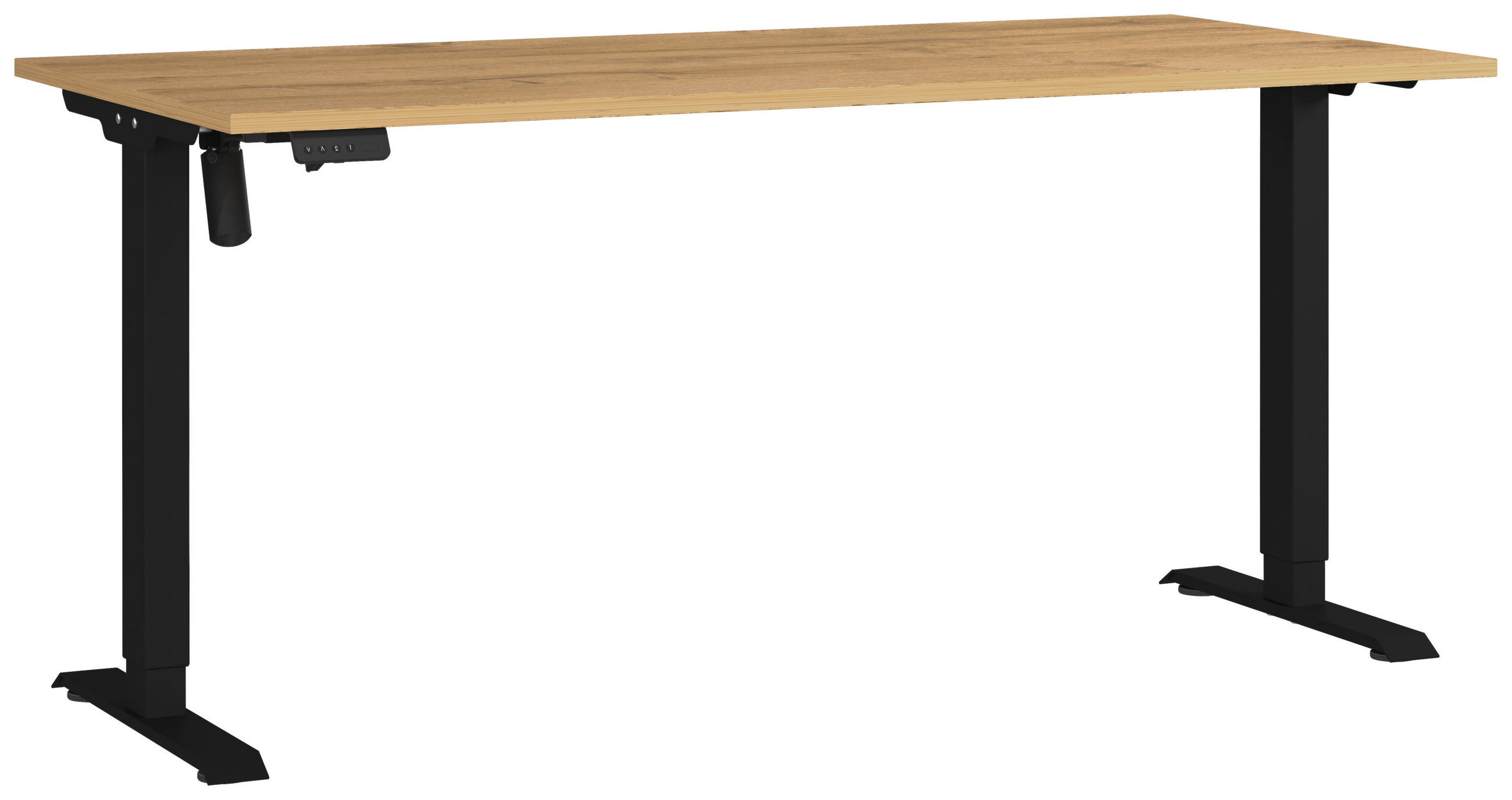 SCHREIBTISCH 160/80/71-119 cm  in Schwarz, Eichefarben  - Eichefarben/Schwarz, MODERN, Holzwerkstoff/Metall (160/80/71-119cm) - Germania